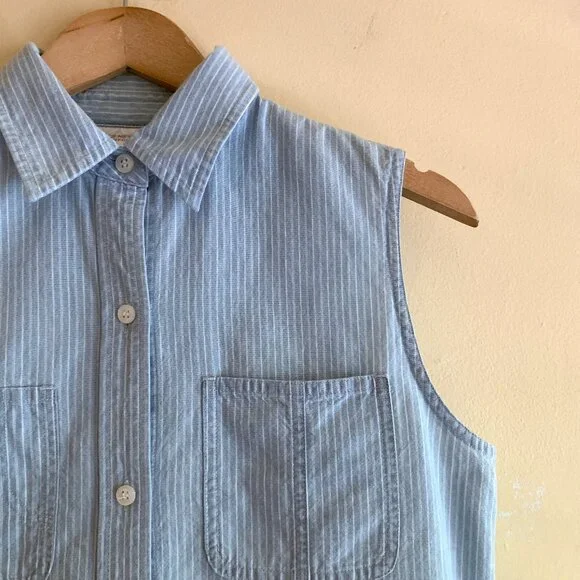 VINTAGE 90s Button Striped Sleeveless Dress by Jones New York Sport Size 6 - Picture 3 of 6